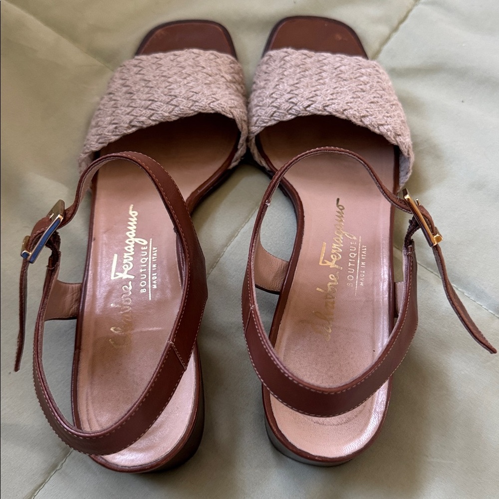 Vintage SALVATORE FERRAGAMO BOUTIQUE Woven Slingback Sandals SIZE 9 4A MSRP $225